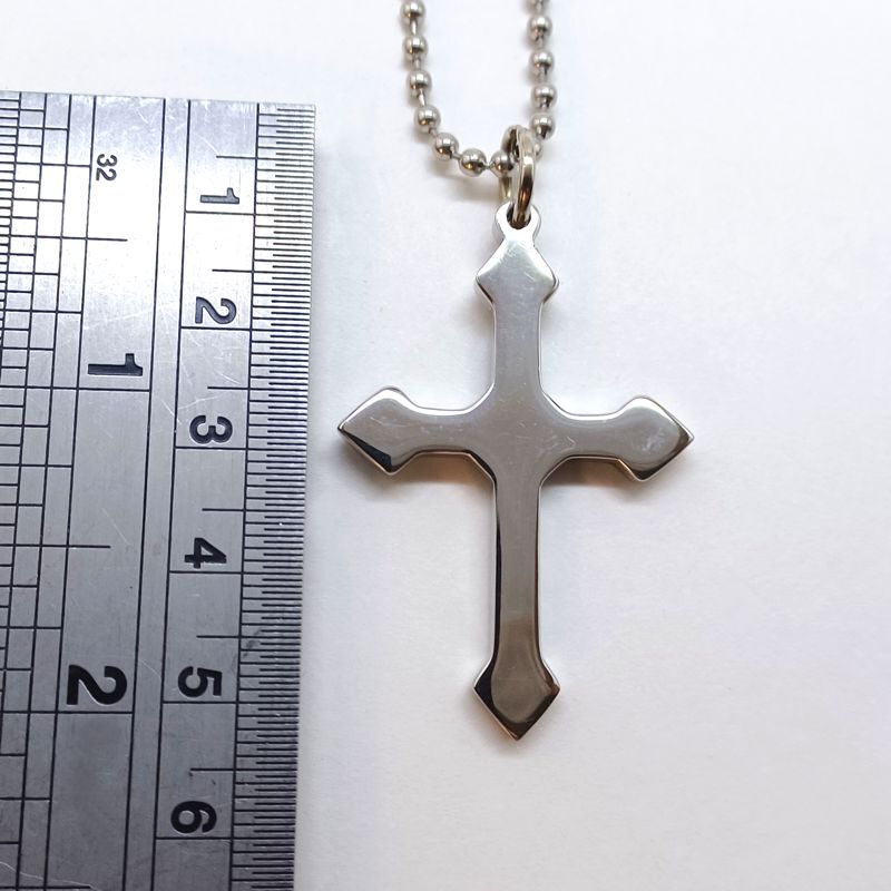 Steel Cross with Black Resin Inlay - Pendant with Chain - Click Image to Close